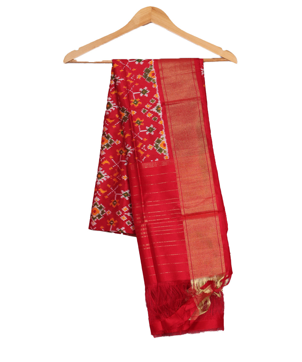 Crimson red handloom silk dupatta