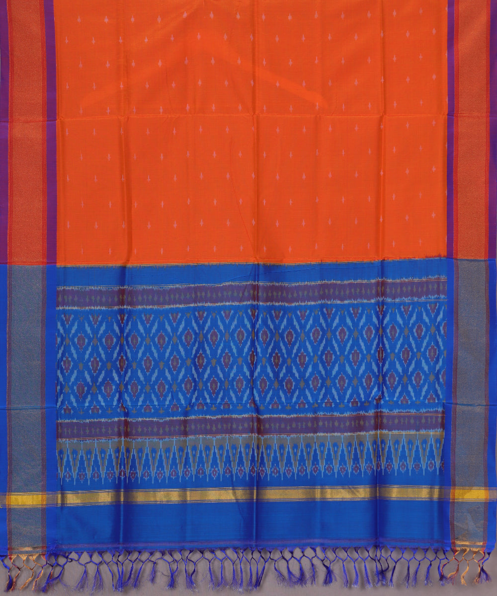 Pumpkin orange handloom ikat sico dupattas