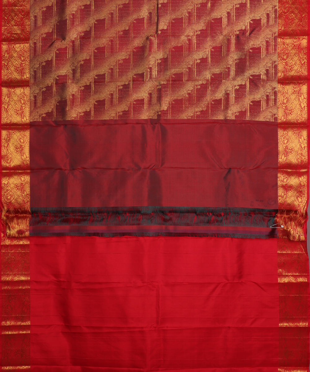 Barn red color handloom trilinga silk saree