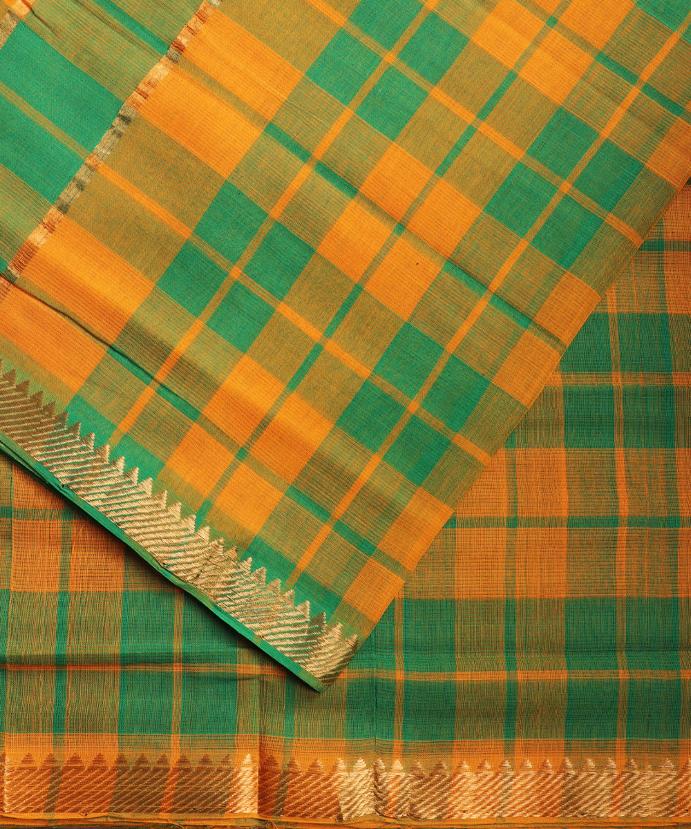 Multi-color with checks handloom mangalagiri cotton saree