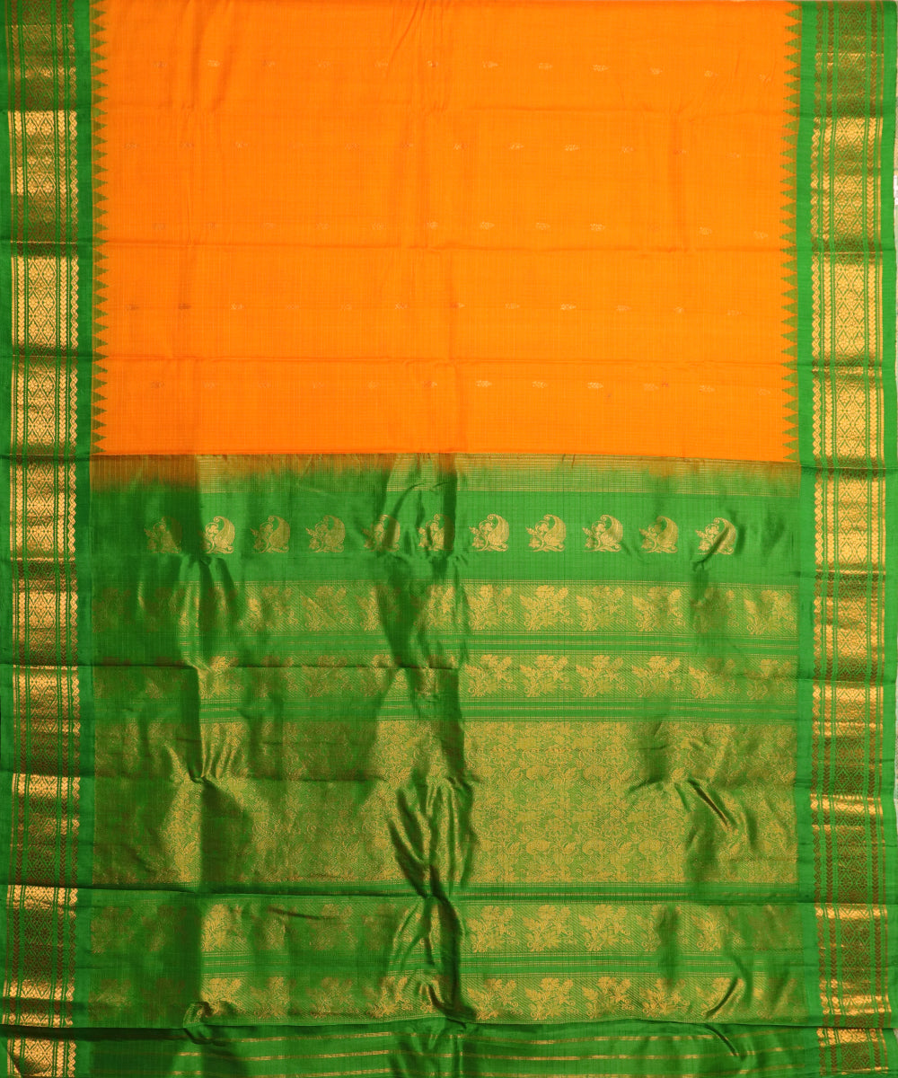 Pumpkin color Handloom Gadwal sico saree