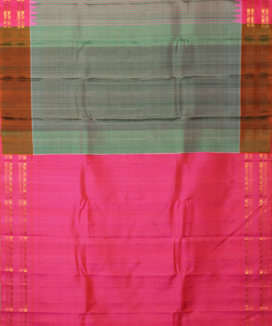 Sage green shade handloom Gadwal Silk saree