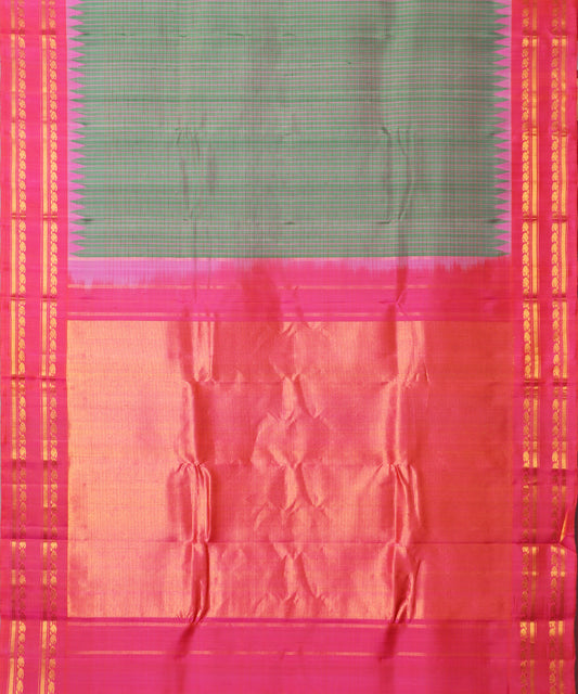 Sage green shade handloom Gadwal Silk saree
