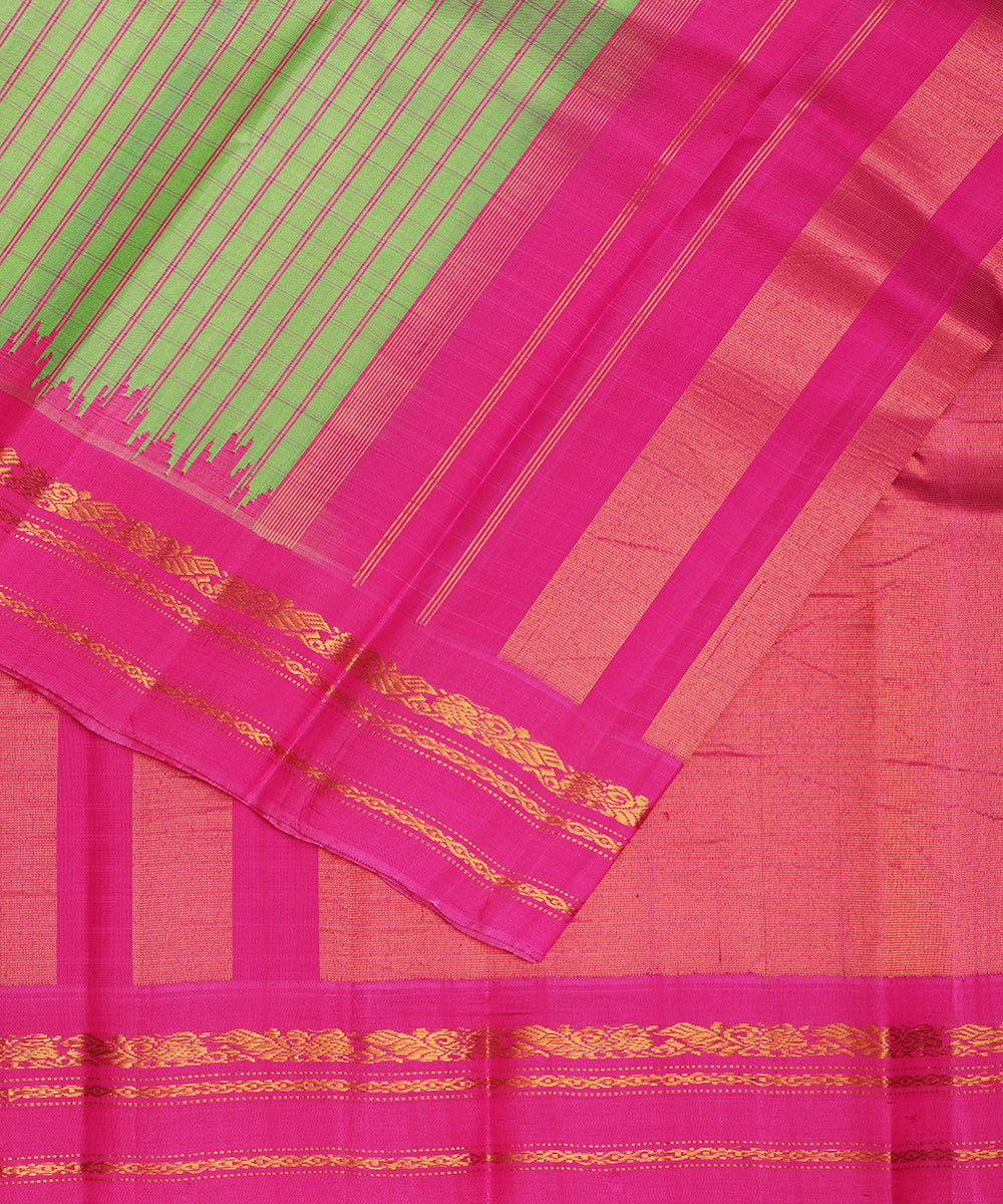 Fern green color handloom Gadwal Silk saree