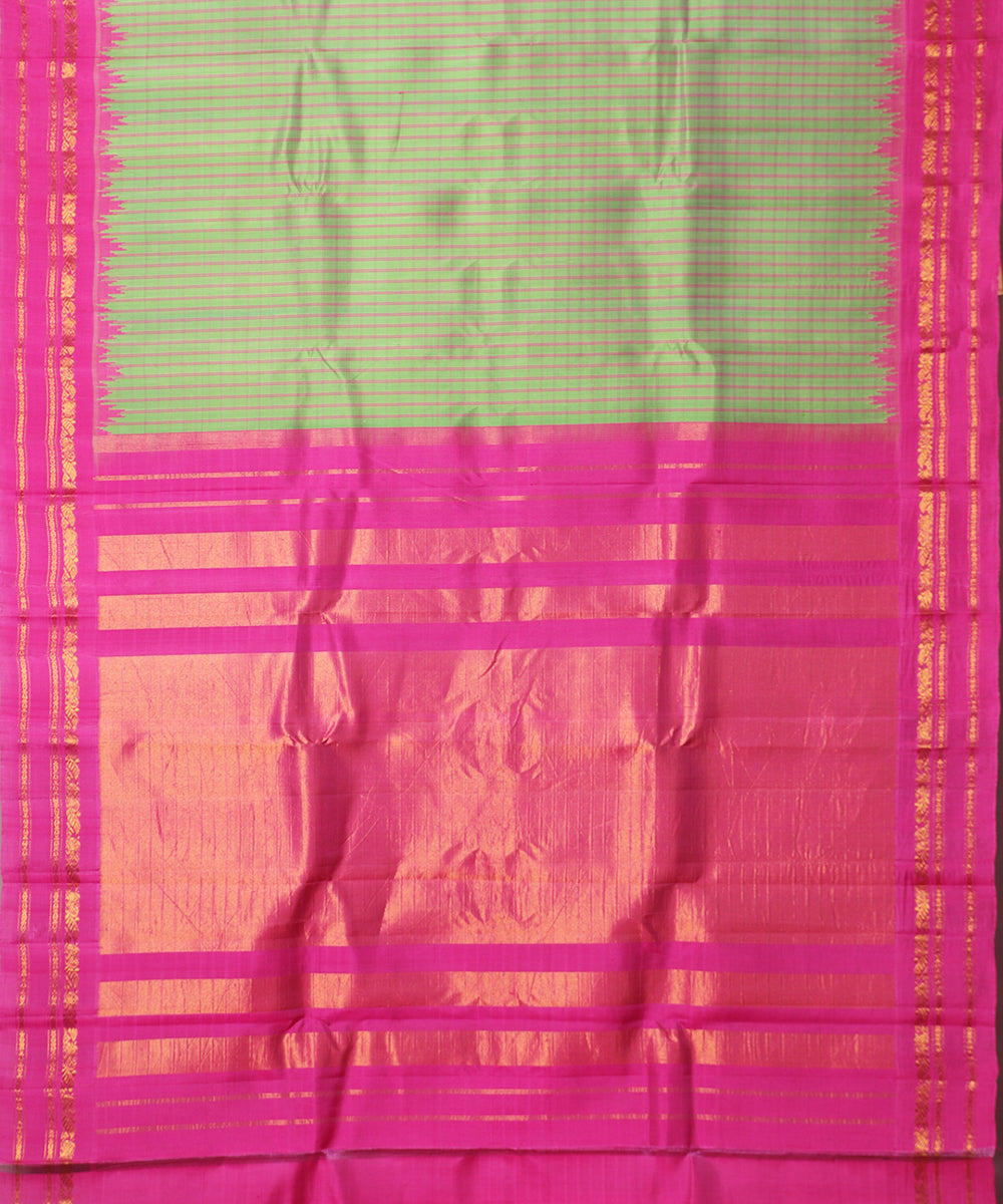 Fern green color handloom Gadwal Silk saree