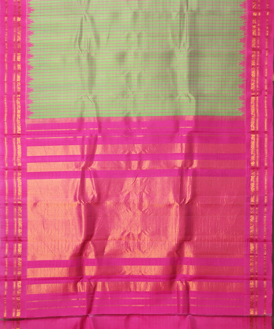Fern green color handloom Gadwal Silk saree