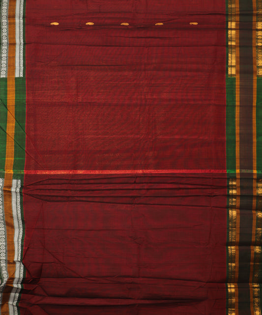 Sangria red color Handloom Gadwal sico saree