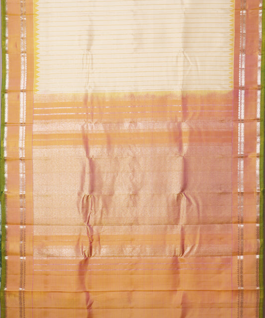 Peach color handloom Gadwal Silk saree