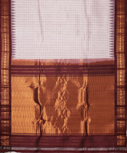 Abalone gray color handloom Gadwal Silk saree
