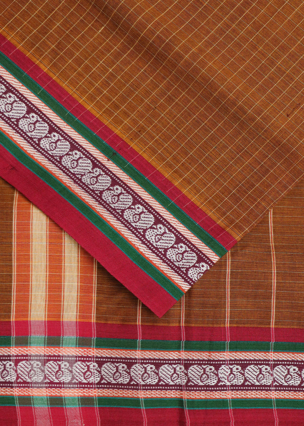 Bread brown color narayanpet 9 yards cotton saree