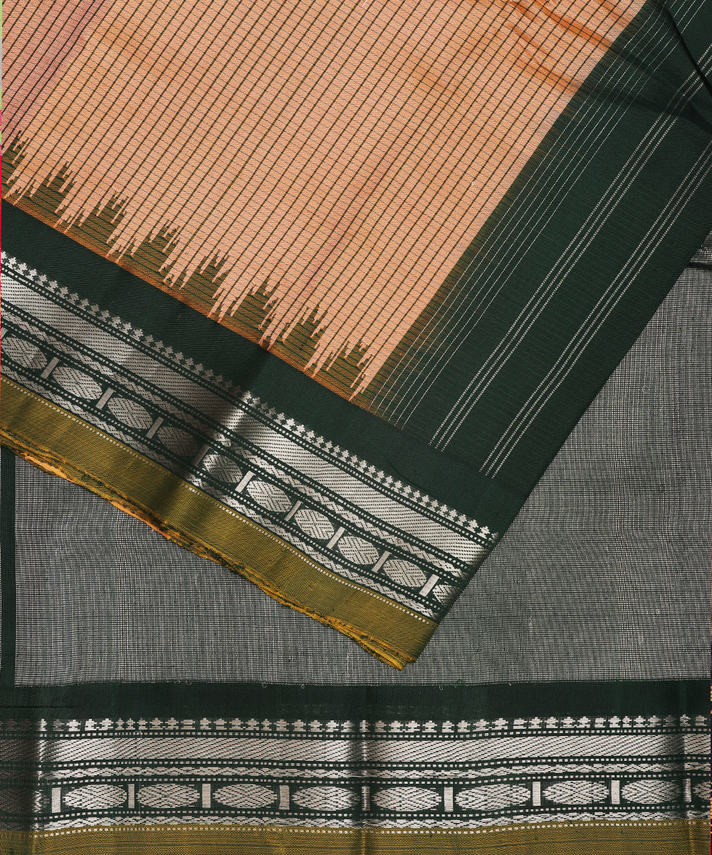 Tawny brown color handloom Gadwal Silk saree