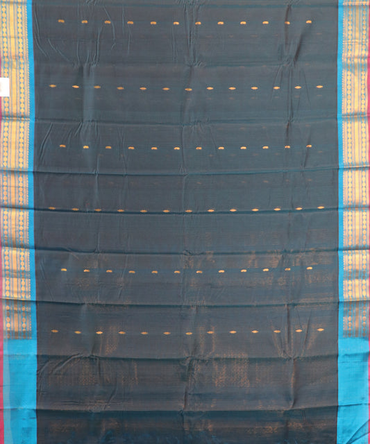 Prussian blue color Handloom Gadwal sico saree