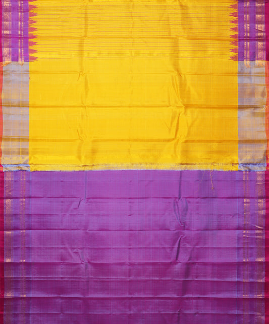 Cyber yellow color handloom Gadwal Silk saree