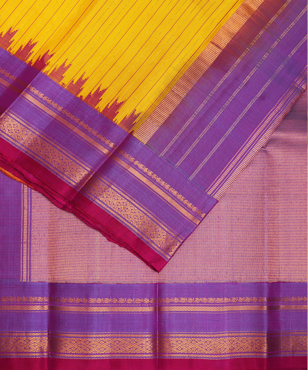 Cyber yellow color handloom Gadwal Silk saree