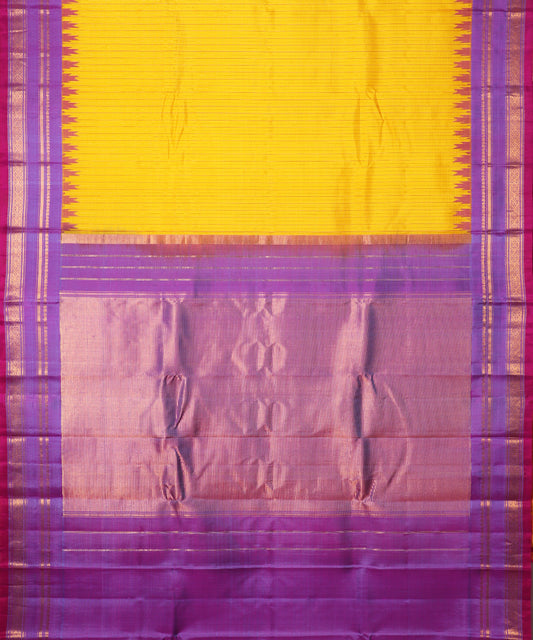 Cyber yellow color handloom Gadwal Silk saree