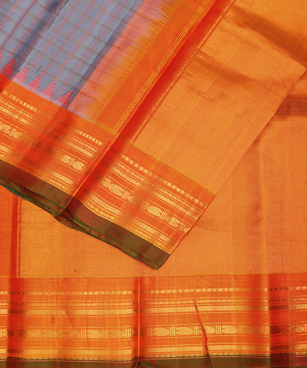 Independence blue color handloom Gadwal Silk saree