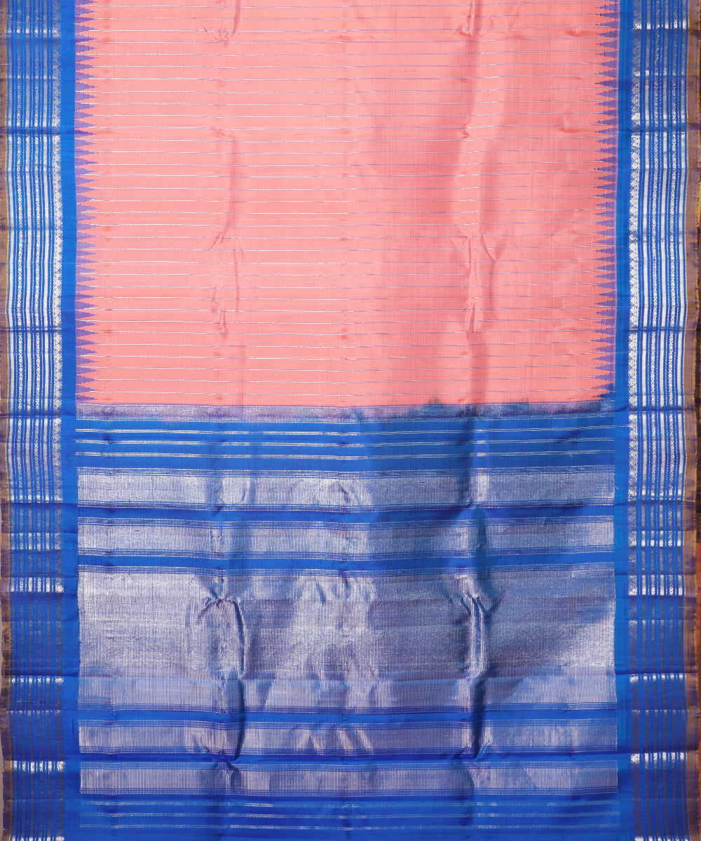 Brick pink color handloom Gadwal Silk saree