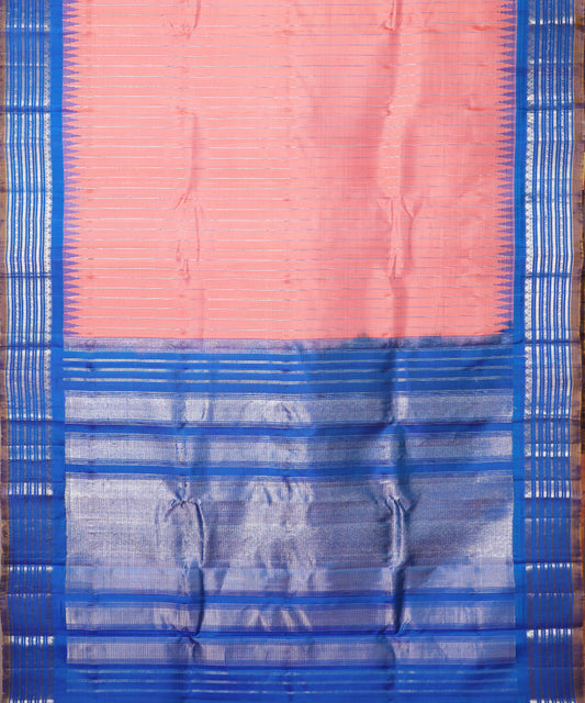 Brick pink color handloom Gadwal Silk saree