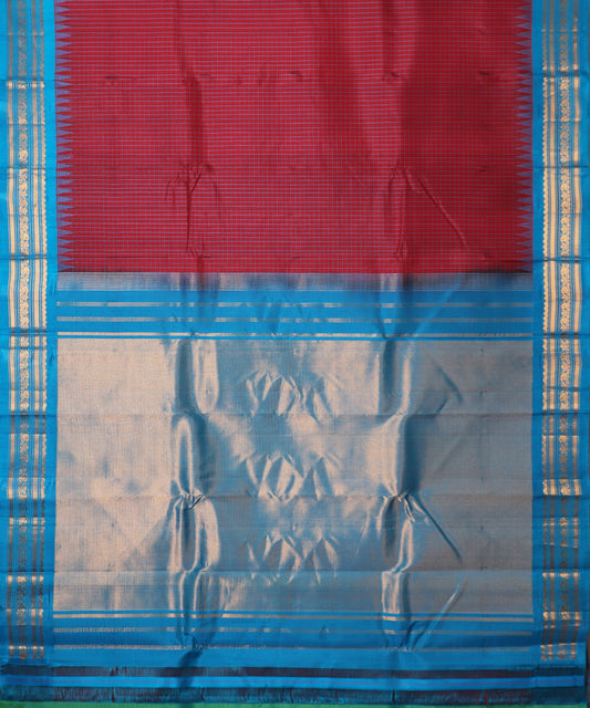 Maroon red color handloom Gadwal Silk saree