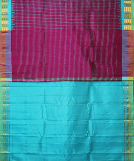 Eggplant violet color handloom Gadwal Silk saree