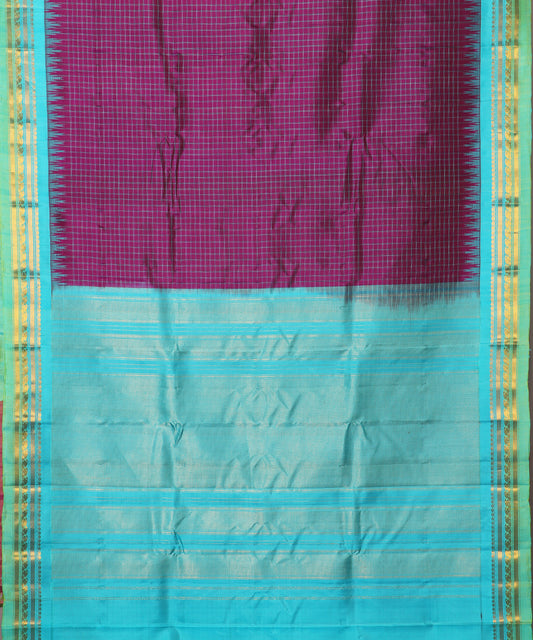 Eggplant violet color handloom Gadwal Silk saree