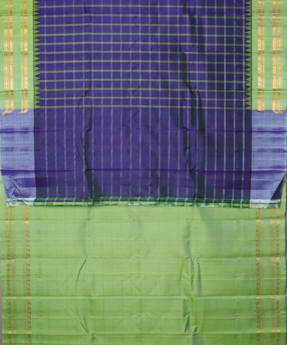 Space blue color handloom Gadwal Silk saree