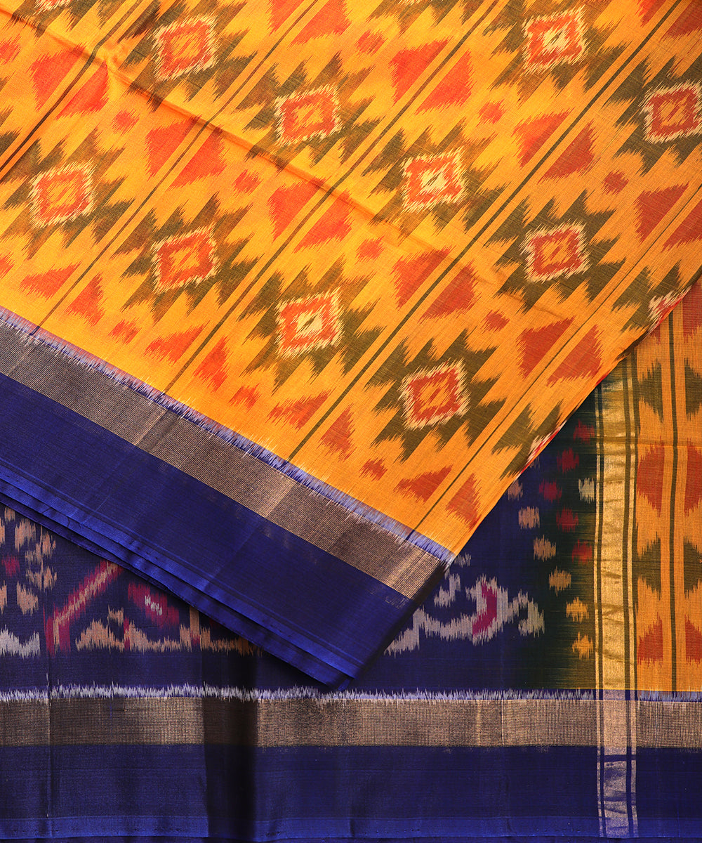 Fire orange color handloom pochampally sico saree