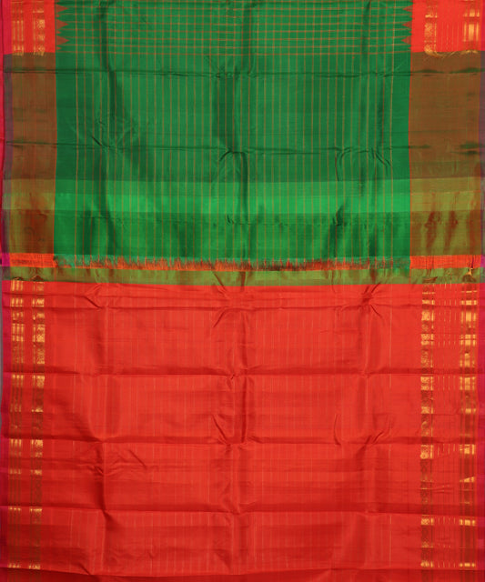 Forest green color handloom Gadwal Silk saree