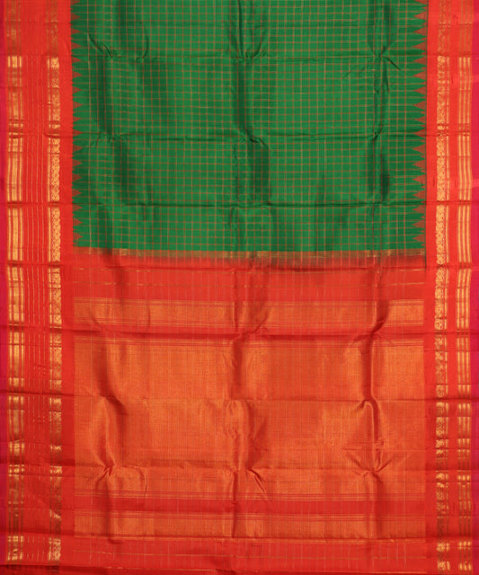 Forest green color handloom Gadwal Silk saree