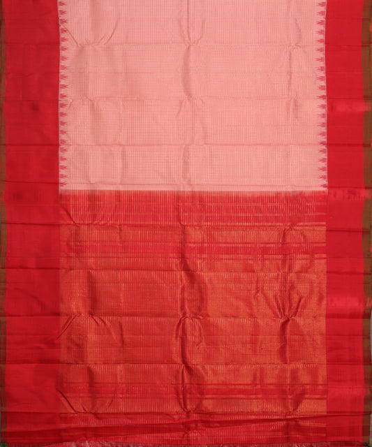 Carnation pink color handloom Gadwal Silk saree