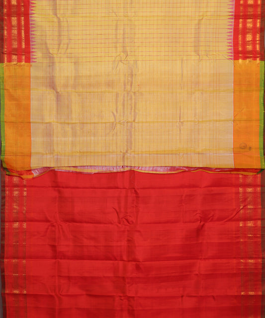 Laguna yellow color handloom Gadwal Silk saree