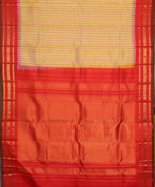 Laguna yellow color handloom Gadwal Silk saree