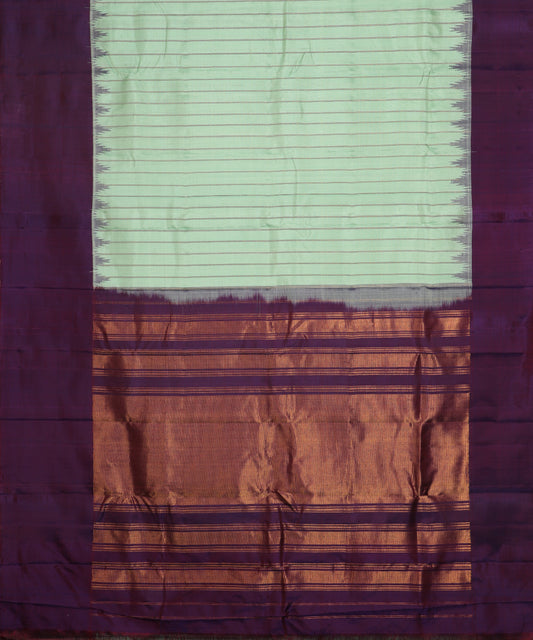 Mint green color handloom Gadwal Silk saree