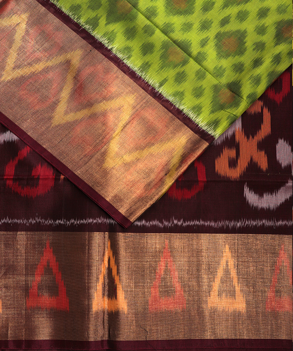 Green color handloom pochampally sico saree