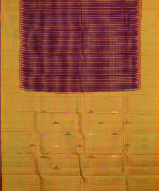 Eggplant violet color handloom Gadwal Silk saree