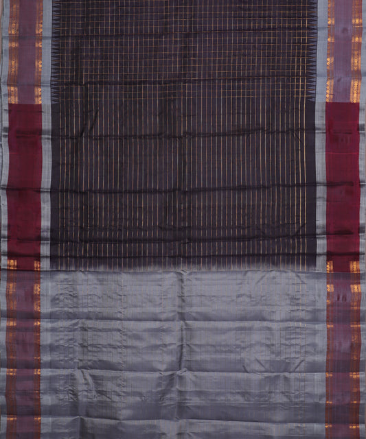 Denim blue color handloom Gadwal Silk saree