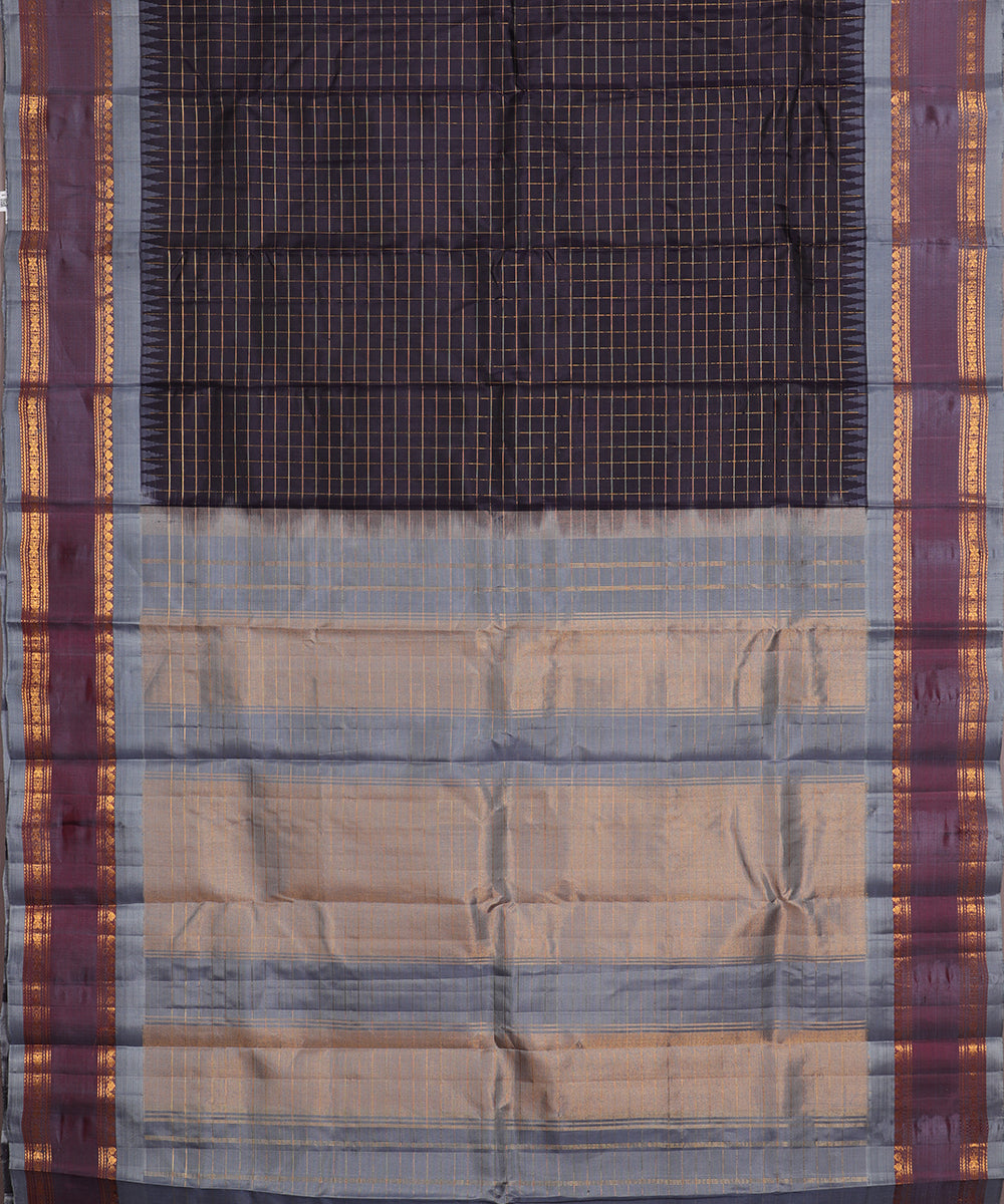 Denim blue color handloom Gadwal Silk saree