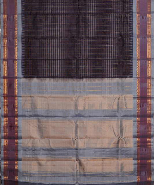 Denim blue color handloom Gadwal Silk saree