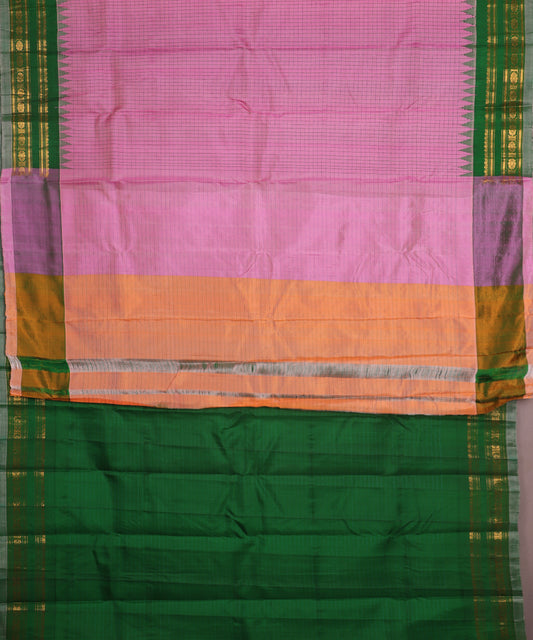 Taffy pink color handloom Gadwal Silk saree