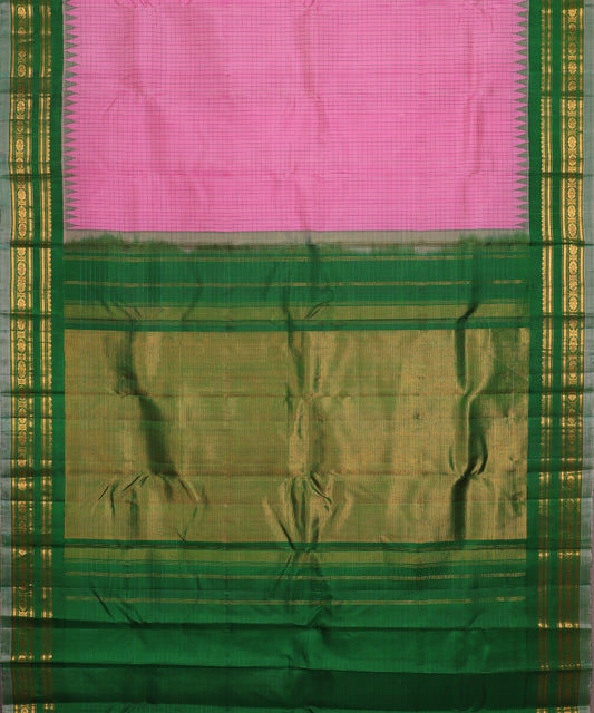 Taffy pink color handloom Gadwal Silk saree