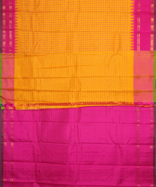Apricot orange color handloom Gadwal Silk saree
