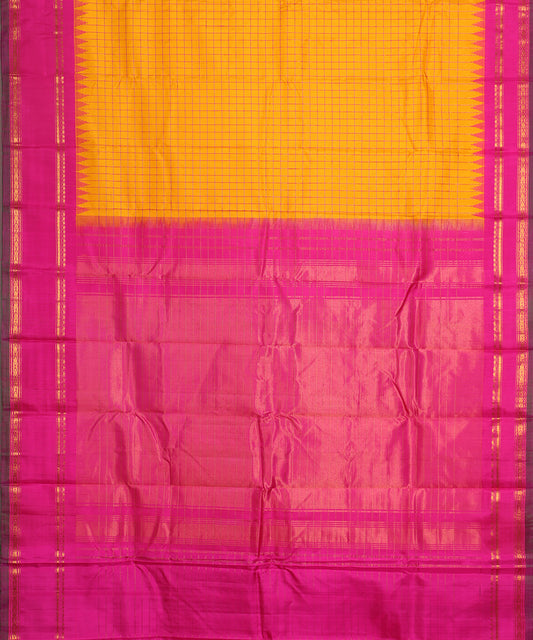Apricot orange color handloom Gadwal Silk saree
