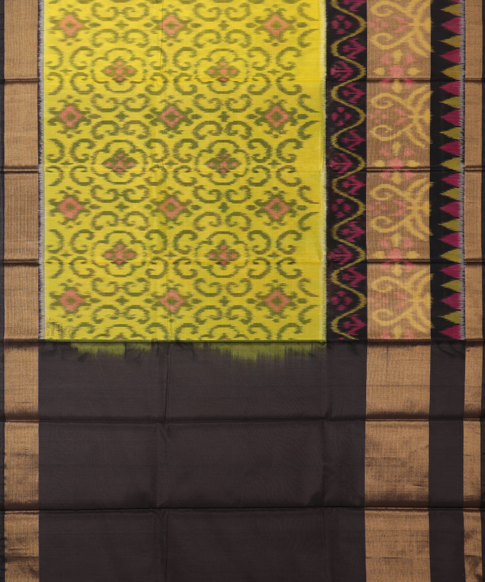 Lime green color handloom pochampally sico saree