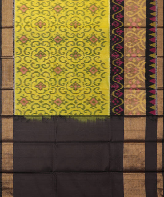 Lime green color handloom pochampally sico saree