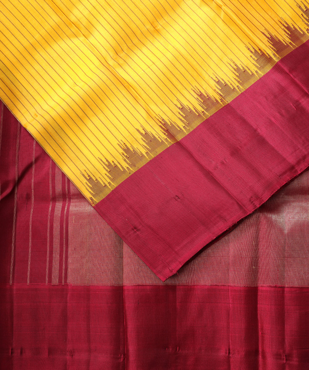 Cyber yellow color handloom Gadwal Silk saree