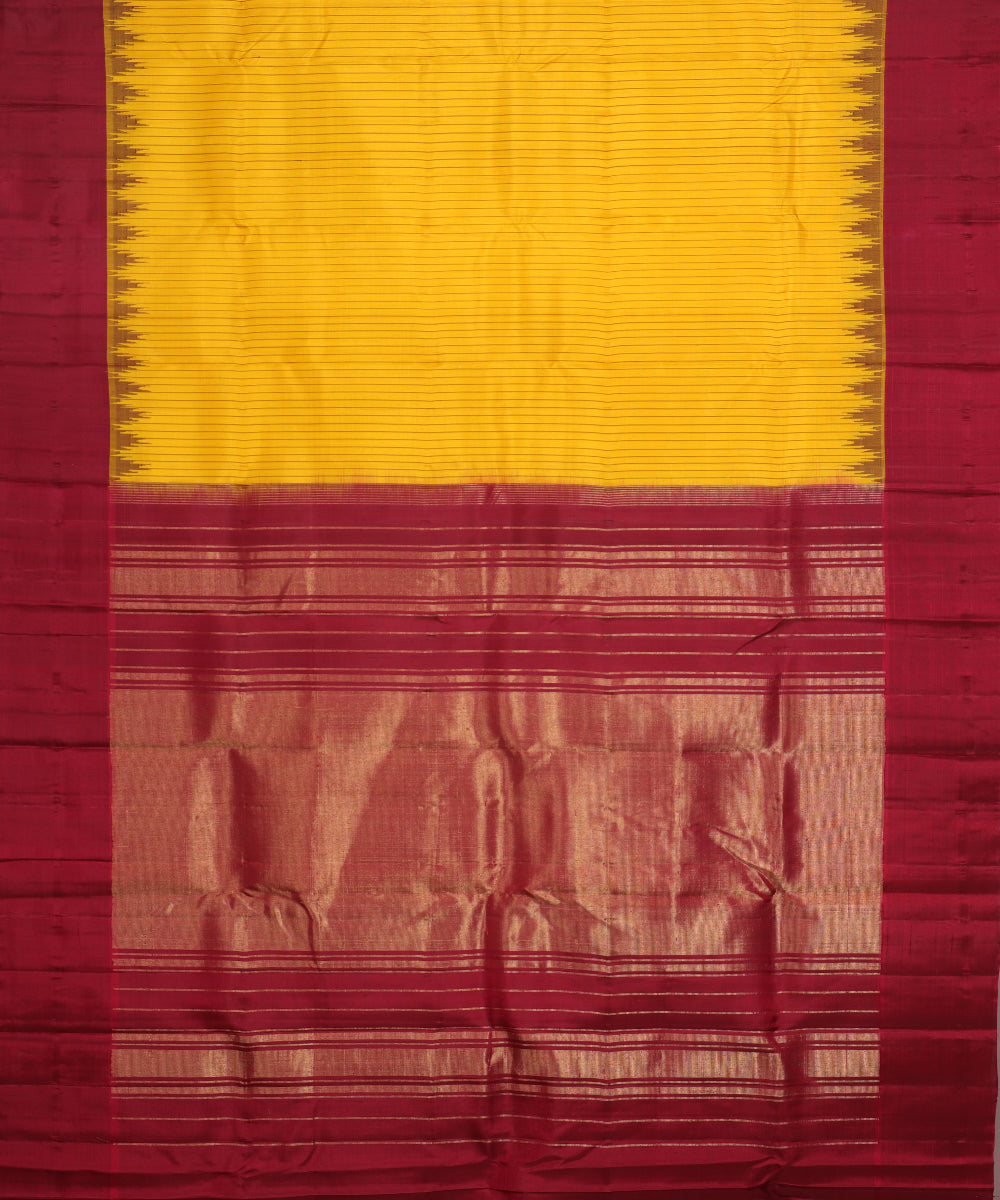 Cyber yellow color handloom Gadwal Silk saree
