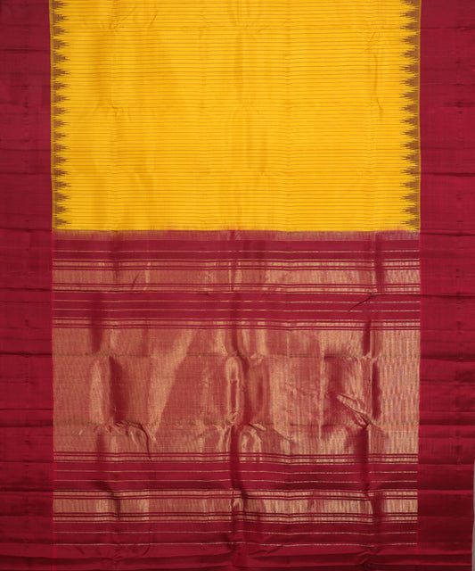 Cyber yellow color handloom Gadwal Silk saree