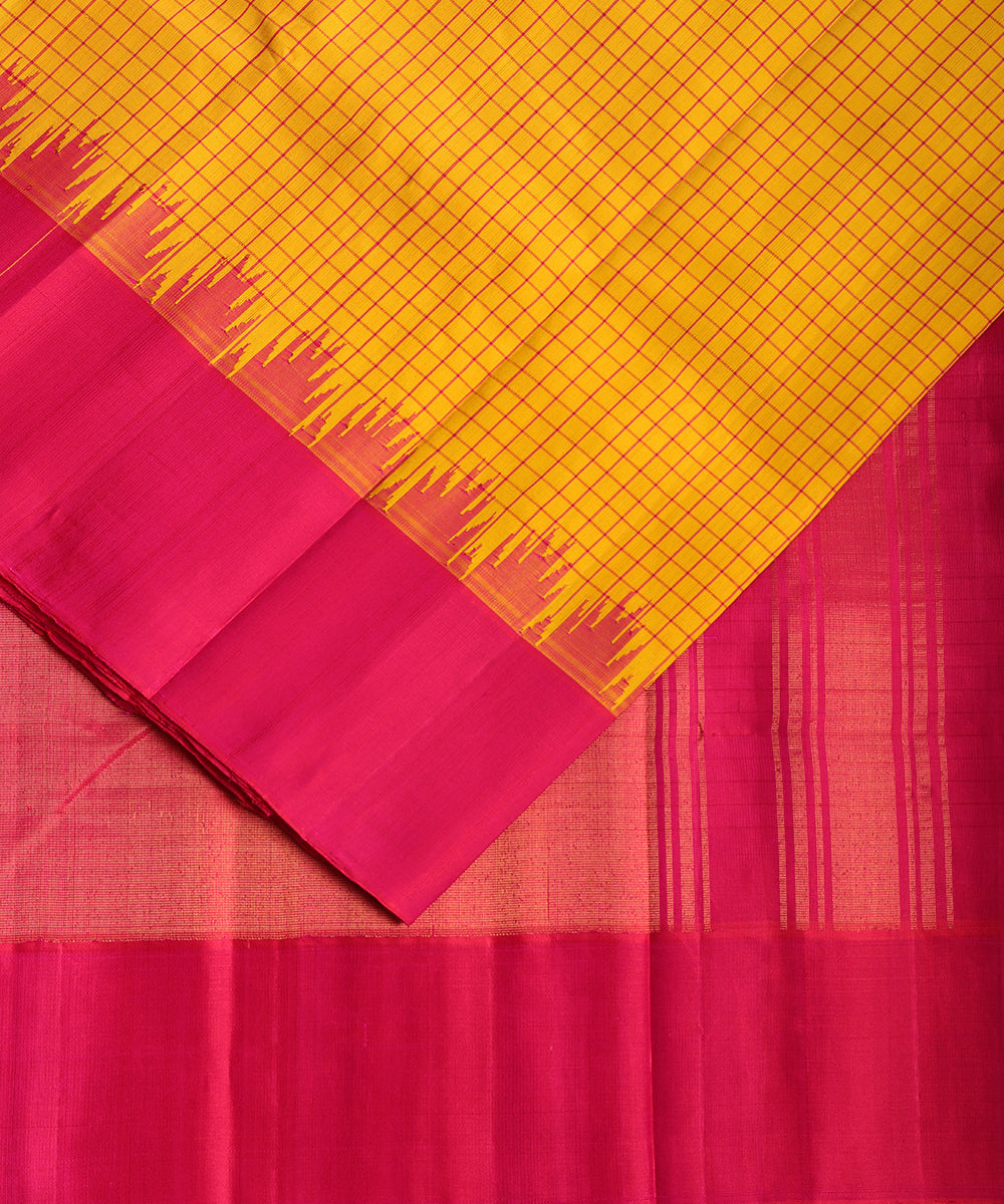 Tuscany yellow color handloom Gadwal Silk saree