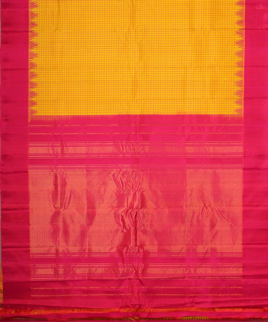 Tuscany yellow color handloom Gadwal Silk saree