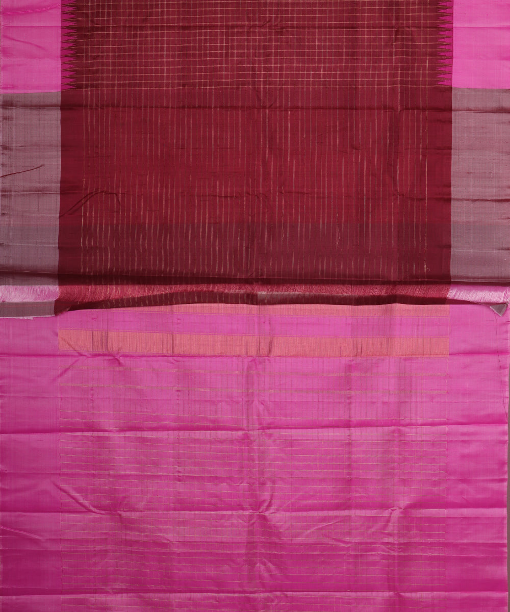 Sangria red color handloom Gadwal Silk saree